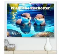 Niedliche Fischotter begleiten dich durch das Jahr (hochwertiger Premium Wandkalender 2026 DIN A2 quer), Kunstdruck in Hochglanz: Niedliche und lustige Fischotter in ihrem Element