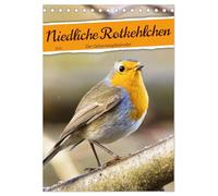 Niedliche Rotkehlchen (Tischkalender 2026 DIN A5 hoch), CALVENDO Monatskalender: Gern gesehene Gäste in unseren Gärten