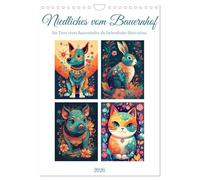 Niedliches vom Bauernhof (Wandkalender 2026 DIN A4 hoch), CALVENDO Monatskalender: Die Tiere eines Bauernhofes in farbenfrohe Illustrationen