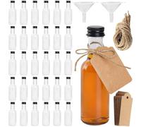 NIEEKRUN Mini flaconcini di plastica per liquori, 30 bottiglie da 50 ml, da riempire, in plastica, riutilizzabili, piccole bottiglie vuote con coperchio nero e imbuto per eventi, feste