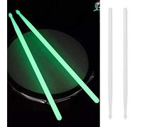 NIEI 2 paia di bacchette luminose da 5 A, set di bacchette fluorescenti per batteria jazz da palcoscenico che si illuminano al buio, accessori per batteria verde