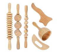 NIEI 6 strumenti per massaggi per terapia del legno, kit per terapia del legno, kit massaggiatore in legno per anticellulite e scolpire il corpo