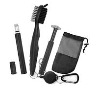 NIEI Kit di pulizia del club di golf, da golf retrattile e affilatrice di 2 scanalature da golf per scanalature a U e V, kit di pulizia del club di golf