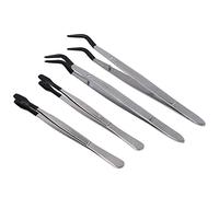 Niejgay 4 Pezzi di Pinzette con Punta nel Gomma Set per Laboratorio Artigianale Pinzette per Hobby Industriali Pinze Gioielli Timbro Scatola di Plastica 12/15 Cm