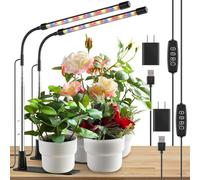 Niello 2Confezione 1 testa di luce per piante, Lampada per Piante LEDs, Lampada Piante Coltivazione, Luce di crescita a spettro completo, Lampada di Crescita con Timer Auto on/off 3H/9H/12H