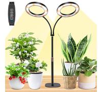 Niello Lampada da Crescita per Piante da Interno, Lampada a LED da Scrivania a Doppia Testa, Altezza Regolabile, Timer Automatico con 3/9/12 Ore,Ideale per la Crescita di Piccole Piante