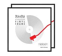 nielsen cornice per dischi, 31,4 x 31,6 cm (set di 2), alluminio, Anodizzazione Nero Opaco, cornice in vinileper appenderein formato verticale e orizzontale, vetro sintetico, Vinyl Alu