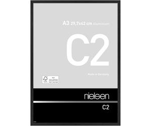 nielsen cornice per foto, 29,7 x 42 cm (A3), alluminio, Nero opaco, cornice per posterper appenderein formato verticale e orizzontale, vetro vero, C2