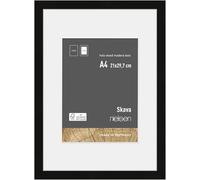 nielsen cornice per fotocon passe-partout, 21 x 29,7 cm (A4), legno, Nero, cornice per documentiper appenderein formato verticale e orizzontale, vetro vero, Skava