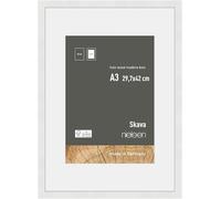 nielsen cornice per fotocon passe-partout, 29,7 x 42 cm (A3), legno, Bianco, cornice per posterper appenderein formato verticale e orizzontale, vetro vero, Skava
