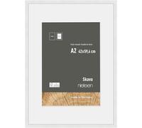 nielsen cornice per fotocon passe-partout, 42 x 59,4 cm (A2), legno, Bianco, cornice per posterper appenderein formato verticale e orizzontale, vetro vero, Skava