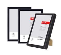 nielsen Cornice per ritratti Atlanta, 15 x 20 cm (set da 3), nero opaco, alluminio, per foto e ritratti, vetro acrilico infrangibile, formato verticale e orizzontale, con supporto