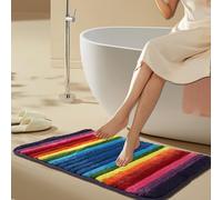 NIENLCIP Tappetini per il bagno50x70cm, strisce arcobaleno,ultra morbidi,tappeti da bagno in microfibra assorbenti, peluche antiscivolo,duraturo,lavabili in lavatrice,tappeti antiscivolo per la docci