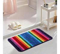 NIENLCIP Tappetino da bagno a righe arcobaleno, super assorbente, antiscivolo, ultra morbido, lavabile in lavatrice, con retro in gomma, resistente, per bagno, doccia, WC, 50,8 x 81,3 cm
