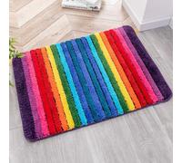 NIENLCIP Tappeto da bagno arcobaleno colorato morbido e assorbente in microfibra peluche con retro antiscivolo per bagno lavabile in lavatrice 48 x 68 cm