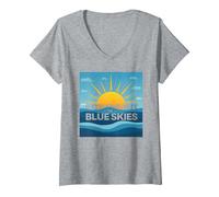 Nient'altro Che i cieli Blu - Sunny Optimism Maglietta con Collo a V, Donna, Grigio Melange, XXL