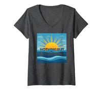 Nient'altro Che i cieli Blu - Sunny Optimism Maglietta con Collo a V, Donna, Grigio Scuro, XXL