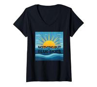 Nient'altro Che i cieli Blu - Sunny Optimism Maglietta con Collo a V, Donna, Nero, L