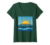 Nient'altro Che i cieli Blu - Sunny Optimism Maglietta con Collo a V, Donna, Verde Foresta, XXL