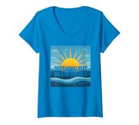 Nient'altro Che i cieli Blu - Sunny Optimism Maglietta con Collo a V, Donna, Zaffiro, M