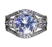 Niente Fango Niente Anello Di Loto Anelli di diamanti Anelli da donna Anelli da compagna da donna Anelli per Anelli vintage Gioielli classici Regali di nozze da donna per Anelli Incrociati (Silver, 9)