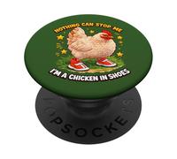 Niente può fermarmi Sono un pollo con le scarpe Divertente animale da fattoria PopSockets PopGrip Adesivo