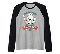 Niente spaventa un'infermiera Scolastica, Simpatico Design a Forma di Fantasma Maglia con Maniche Raglan