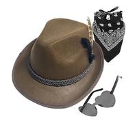 Niesel Cappelli alpini tedeschi,Cappelli tedeschi per Oktoberfest,1 Fedora Oktoberfest set di cappello con foulard e occhiali - Cappello bavarese alpino tedesco per adulti no