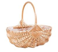 Niesel Cestino da picnic intrecciato con manico | cesto di raccolta vuoto intrecciato a mano | grande vassoio portaoggetti per picnic spiaggia campeggio pausa pranzo festa