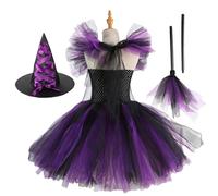 Niesel Costume da per bambini, 3 pezzi, costume tutù da , costumi di Halloween per ragazze con cappello e scopa, crea un'atmosfera festosa per eventi scolastici, vestire in tulle