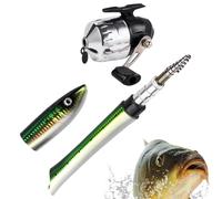Niesel Kit canna da pesca con penna a sfera, canna da pesca con penna a sfera, asta telescopica per corrente a forma di canna da pesca pieghevole penna per canna da pesca portatile