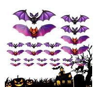 Niesel Pipistrelli di Halloween, 24 pezzi, adesivi da parete 3D con luce | Decorazione per camera da, scuola, feste, compleanni, Halloween, vacanze