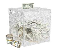 Niesel Salvadanaio in acrilico, salvadanaio trasparente per bambini - Cubo acrilico per banca di contanti che non può essere aperto - Conservazione di risparmio di denaro, cambio di banca di monete