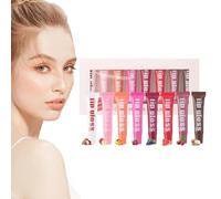 Niesel Set di lucidalabbra aromatizzati alla frutta, set di lucidalabbra aromatizzati per ragazze - 8 x olio di burro per labbra tinto in gelatina - lucidalabbra liquido