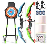 Niest Set di 2 frecce e arco per bambini con luci a LED, set di tiro con l'arco con 10 frecce con ventose, tasca freccia e bersaglio verticale per ragazzi e ragazze dai 3 ai 12 anni