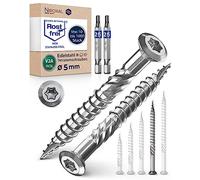 NietFullThings Viti a Testa Bombata per Terrazze, 5 x 70, Acciaio Inox A2, 500 Pezzi, Lunghezza 70 mm, 2 Punte Torx