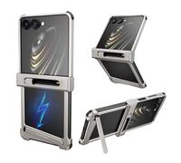 NIFBANG Custodia per Samsung Galaxy Z Flip 7, senza cornice, con supporto magnetico, in alluminio, sottile, a dissipazione del calore, antiurto, protettiva, per Samsung Z Flip 7 (argento)