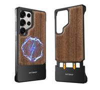 NIFBANG Custodia senza cornice per Samsung Galaxy S25 Ultra con custodia Magsafe, antigraffio, in legno massello e metallo, antiurto, cover magnetica in alluminio senza lunetta per Samsung Galaxy S 25