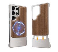 NIFBANG Custodia senza cornice per Samsung Galaxy S25 Ultra con Magsafe, con 20 magneti nascosti N52, in legno, resistente agli urti, magnetica, per S 25 Ultra (titanio naturale)