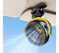 NIFBANG Ventilatore per auto con clip sulla visiera parasole, ricaricabile tramite USB, 2000 mAh, alimentato a batteria, ventilatore portatile piccolo, girevole a 360° che soffia aria forte, aria