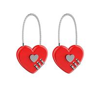 Nifocc 2 lucchetti in metallo, a forma di cuore, per riporre bagagli, zaino, portagioie, armadietti, armadi - rosso