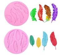 Nifocc 2 stampi in silicone a forma di piume, per dolci, muffin, caramelle