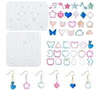 Nifocc 2 stampi per gioielli in resina epossidica, orecchini in silicone, a forma di cuore, rotondi, a forma di stella, per il fai da te