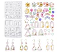 Nifocc 2 stampi per gioielli in resina epossidica, orecchini in silicone, rotondi, a forma di stella, luna, per il fai da te