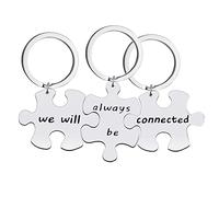 Nifocc 3 pezzi We Will Always Be Connected Portachiavi Best Friend Portachiavi Puzzle per donne ragazze fidanzate Natale Capodanno Compleanno Souvenir