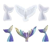 Nifocc 3 stampi a coda di sirena, in resina epossidica, a forma di coda di pesce, a forma di coda di pesce, forma di casting 3D oceano a tema, in silicone per fai da te portachiavi gioielli collana