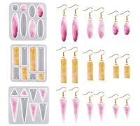 Nifocc 3 stampi per gioielli in resina epossidica, orecchini in silicone, forma rettangolare, ovale, triangolo, in resina di colata, stampi per il fai da te