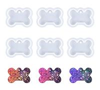 Nifocc 6 pezzi portachiavi in silicone a forma di osso di cane a forma di osso di resina epossidica stampo per gioielli fai da te