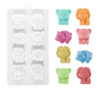 Nifocc 8 stampi a forma di animale per cavità in resina epossidica, forma di leone, orso di manzo, stampi da forno in silicone, per fai da te