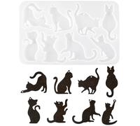 Nifocc 8 stampi in resina epossidica per gatti cavità per colata con ciondolo a forma di gatto, orecchini, stampi in silicone per il fai da te